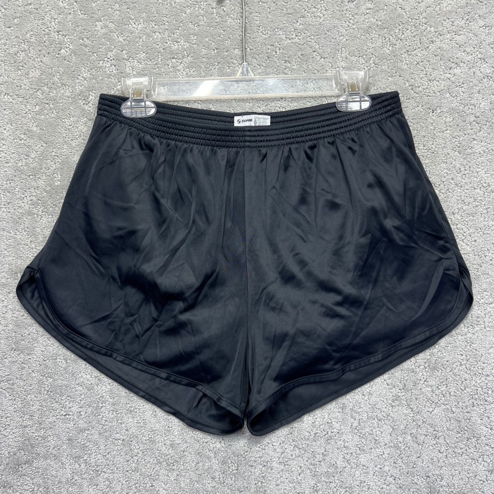 Soffe Shorts Womens Large Black Nylon Running Elastic Waist Activewear Athletic